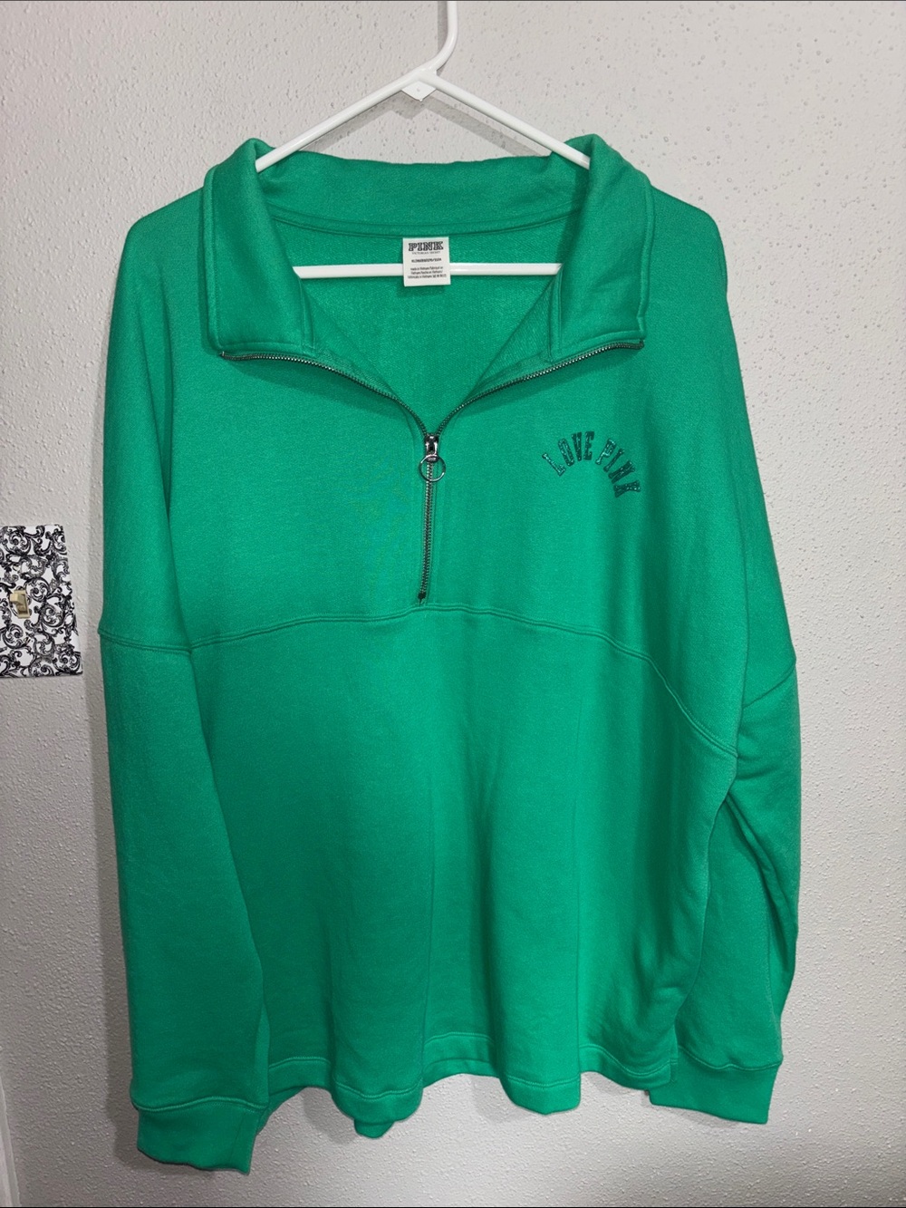 Victoria's Secret PINK Varsity Oversized Quarter-Zip Sweatshirt (size X-Large)